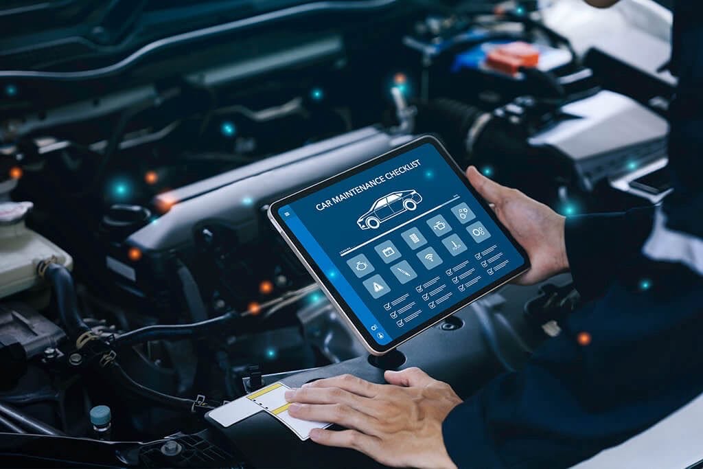 Vehicle diagnostics being carried out with a tablet